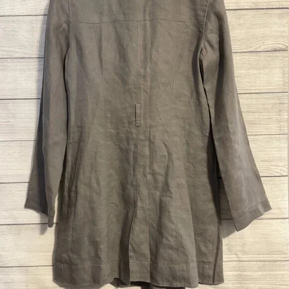 Old Navy Women’s Coat S Gray Linen Cotton Blend Double Breasted Lined - Picture 3 of 5